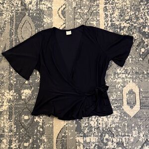 Kaileigh Elegant Black Wrap Blouse